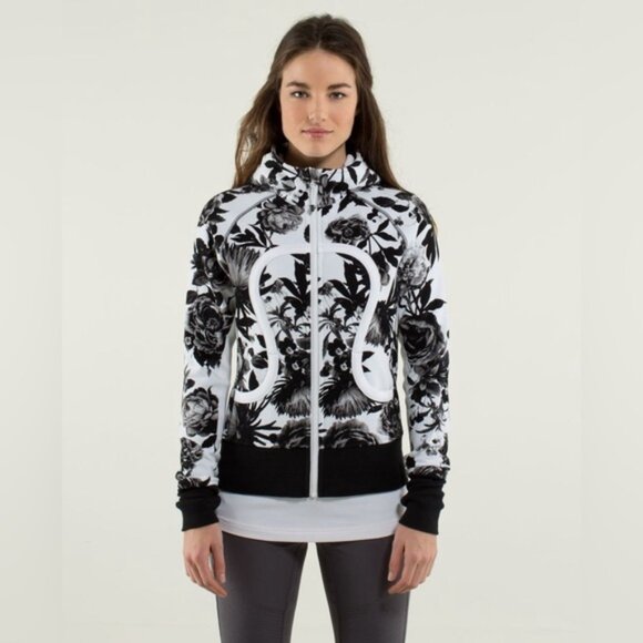 Lululemon Scuba Hoodie White & Black Size 8 with Thumbholes - Picture 1 of 9